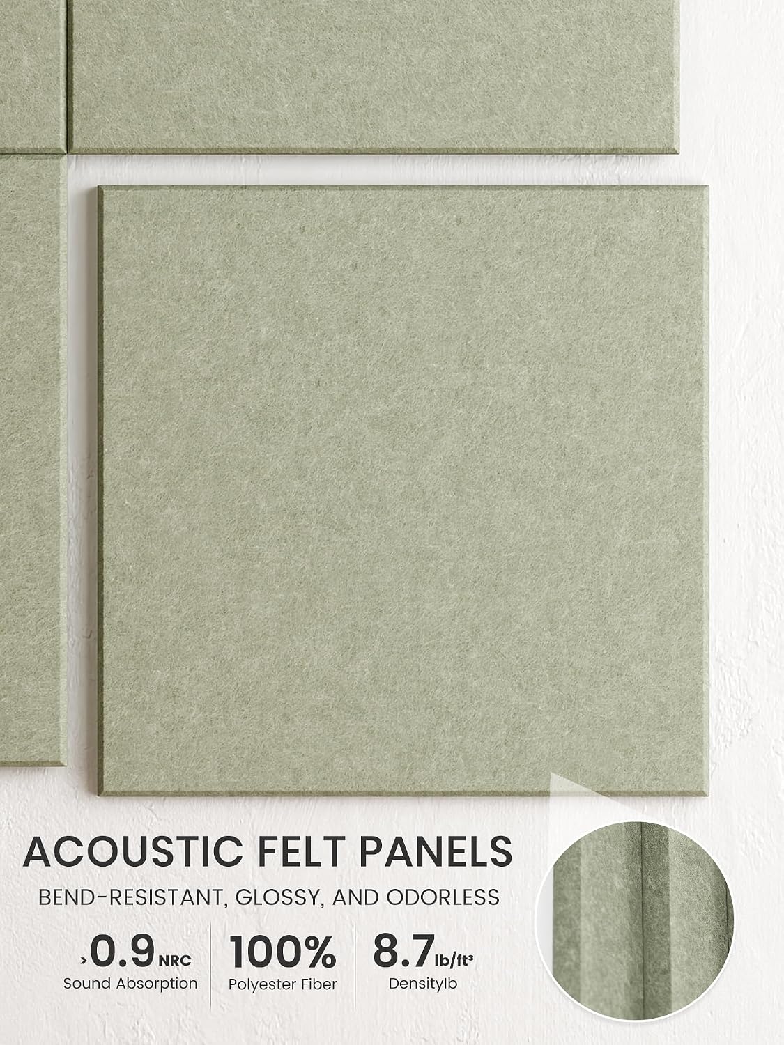 Large Cork Board Alternative - Slat Wall Paneling, Felt Bulletin Board Tiles for Office Decor, Push pin Board Office Wall Organizer -6-Pack-Sage