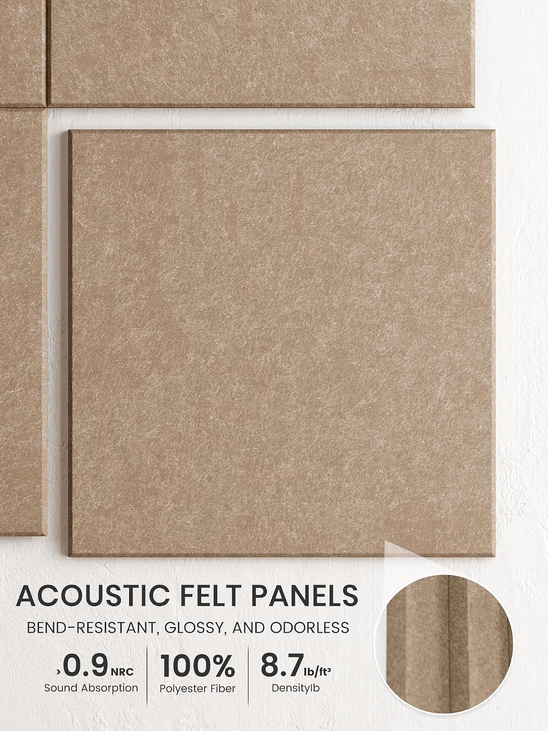 Large Felt Bulletin Board, 36" x 24" Cork Board Alternative, 6-Pack Solid Felt Wall Tiles with 30 Push Pins and 40 Adhesive Tabs, Ideal for Office, Home & Classroom, Taupe