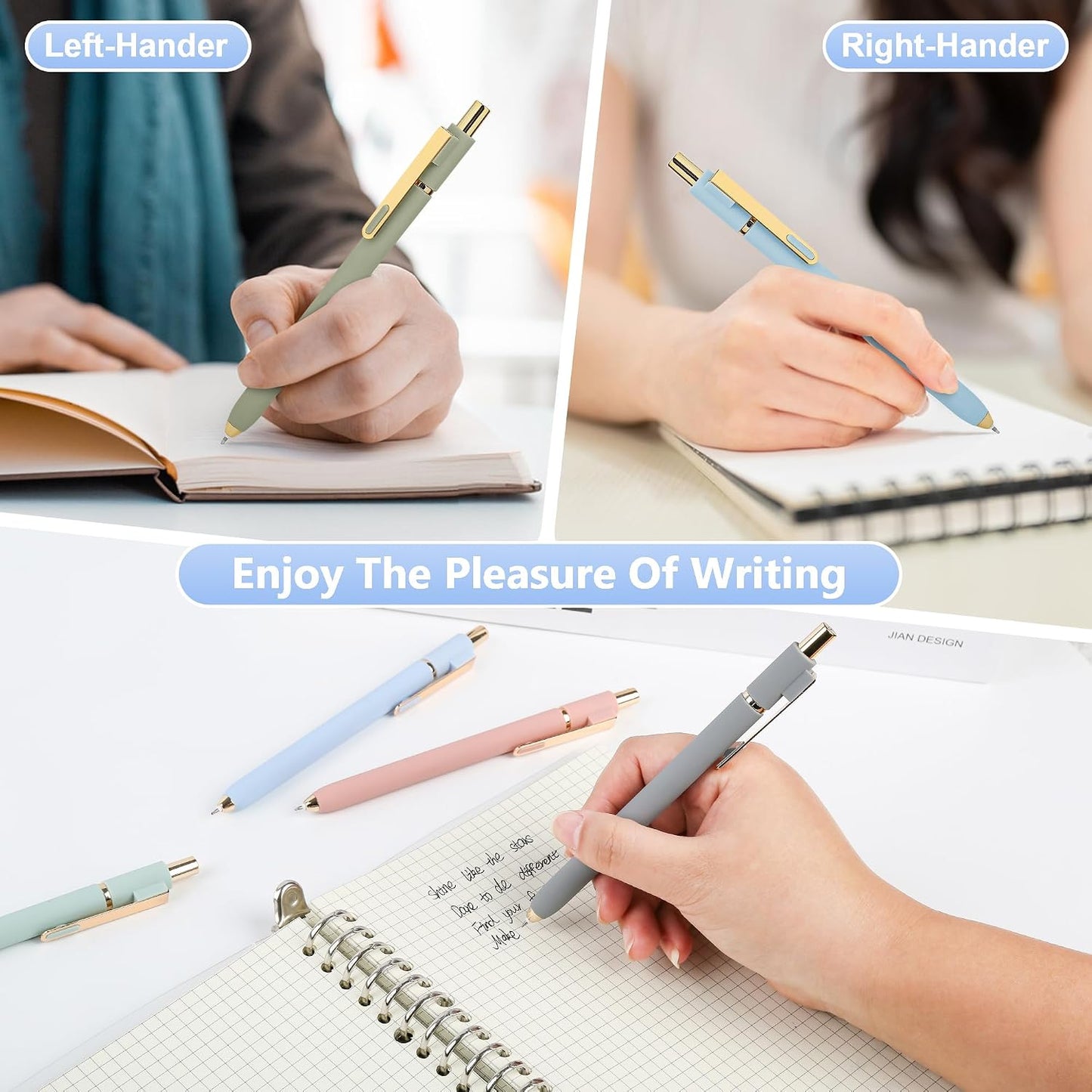 Gel Pens 6 Pcs, 0.5mm Quick Dry Black Ink Pens Fine Point Smooth Writing Pens,Retractable Pens for Journaling Note Taking,Stylo Gel Gift for Women (Morandi-6PC)