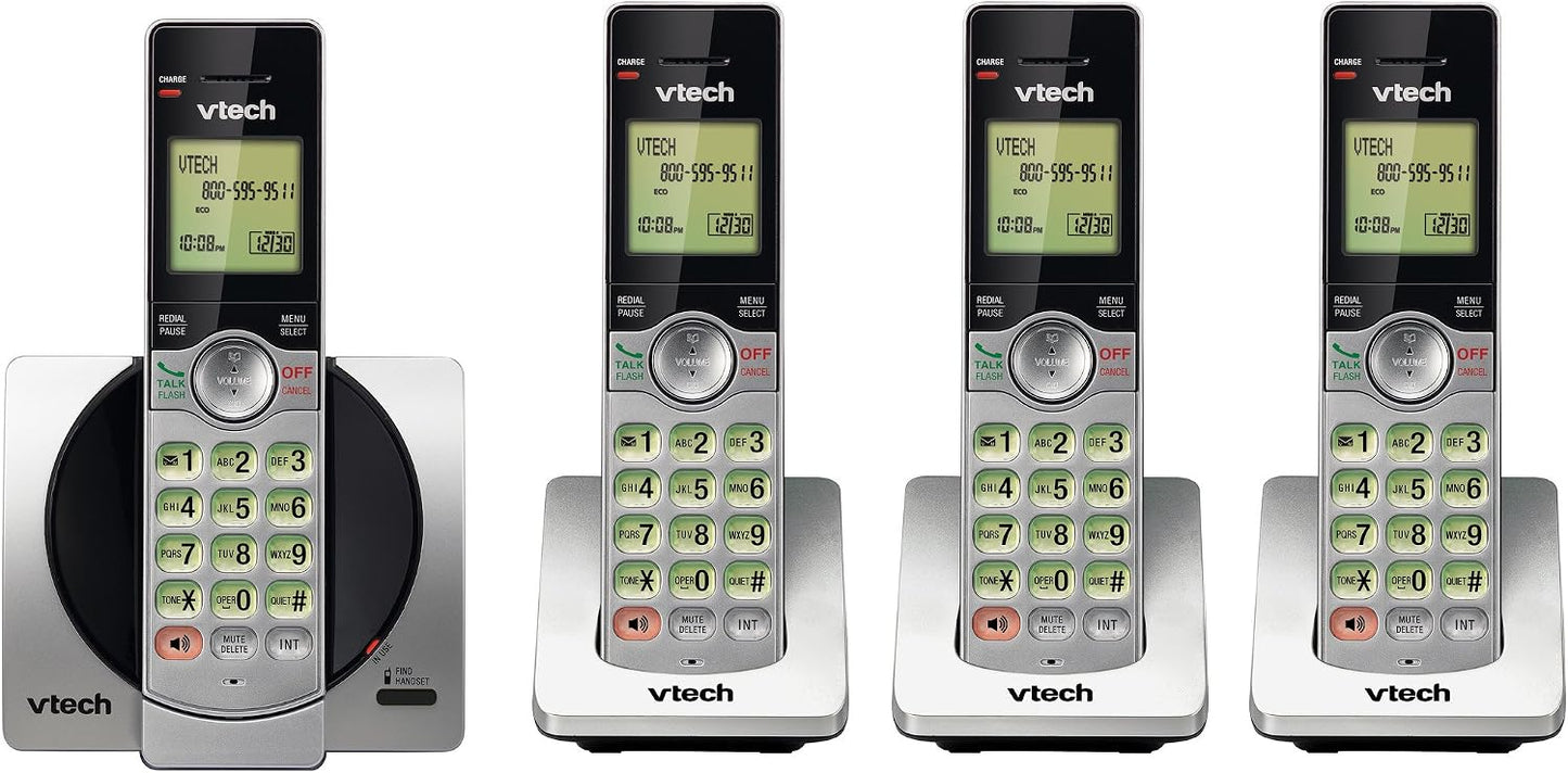 DECT 6.0 Four Handset Cordless Phones with Caller ID, Backlit Keypads and Screens, Full Duplex Handset Speakerphones, Call Block, (Non ITAD Version) Silver/Black - CS6919-4