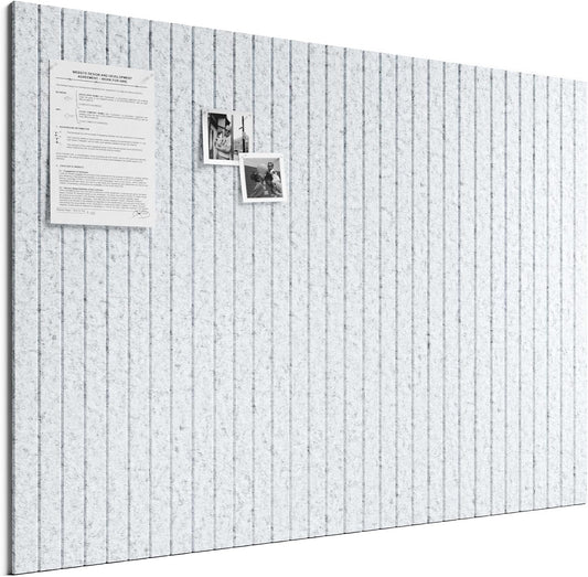 Large Felt Bulletin Board, 48" x 36" Cork Board Alternative, 12-Pack Fine Stripe Felt Wall Tiles with 30 Push Pins and 70 Adhesive Tabs, Ideal for Office, Home & Classroom, Light Gray