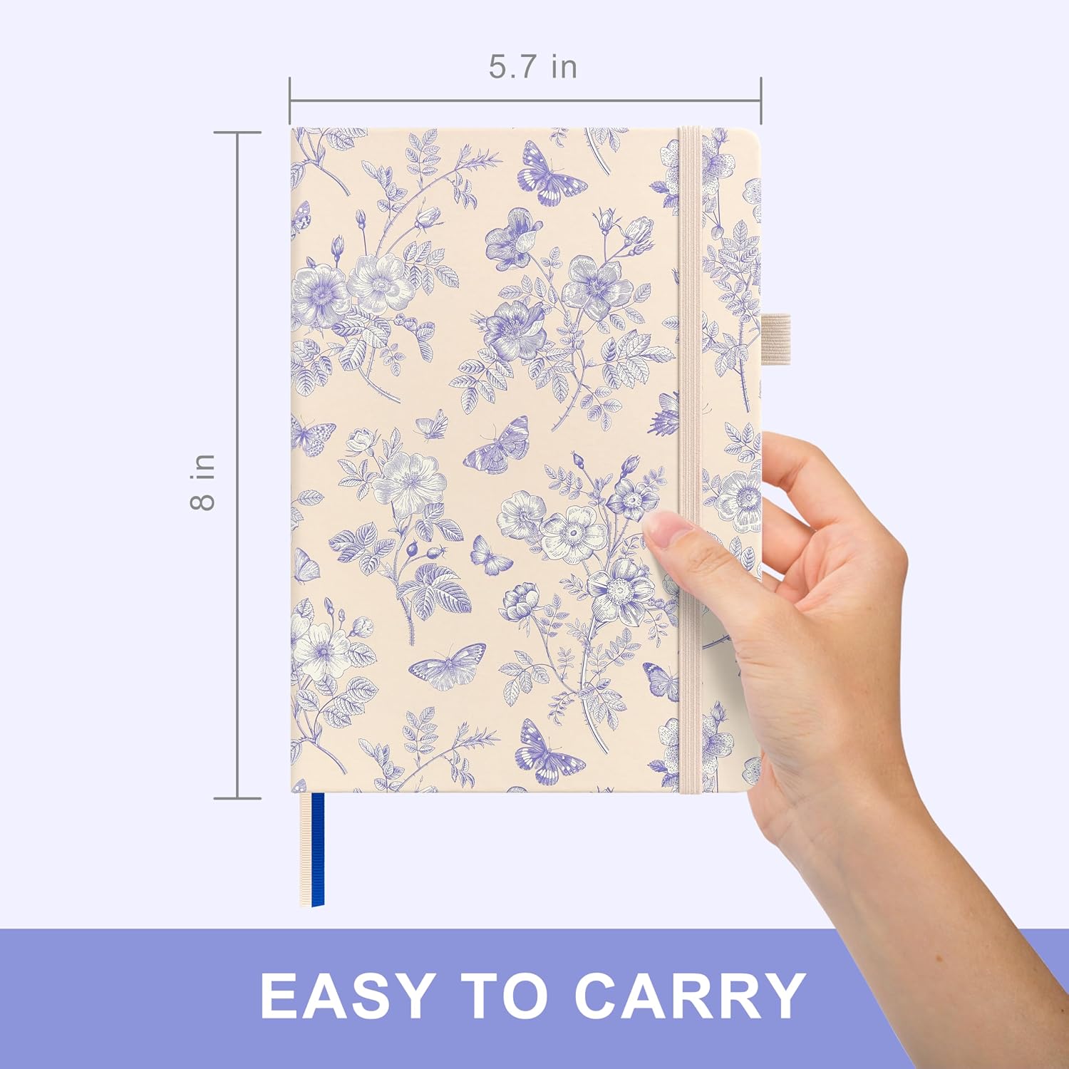 And Per Se A5 Lined Notebook - 160 Pages 100 GSM Thick Paper, Hardcover LAY-FLAT Journal with Pocket & 2 Bookmarks, for Writing, Office, School, College Ruled Notebook (1 Pack, Light Blue)