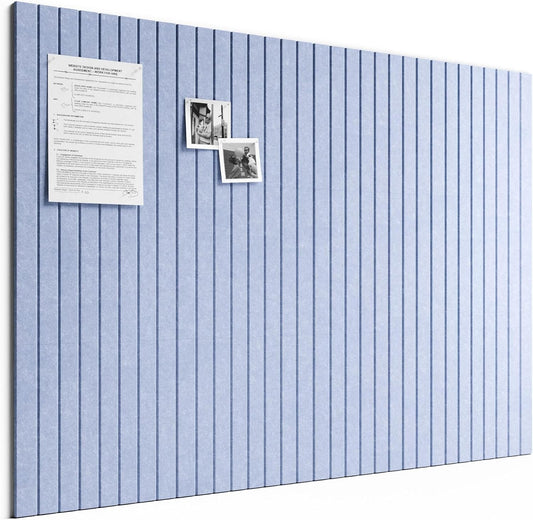 Large Felt Bulletin Board, 48" x 36" Cork Board Alternative, 12-Pack Fine Stripe Felt Wall Tiles with 30 Push Pins and 70 Adhesive Tabs, Ideal for Office, Home & Classroom, Soft Periwinkle