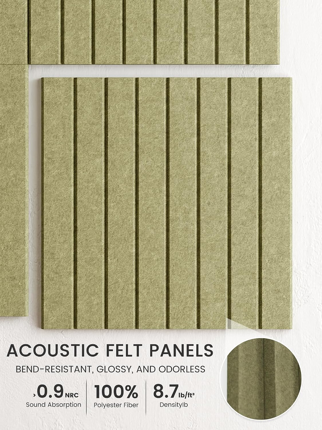 Large Felt Bulletin Board 48" x 36" Cork Board Alternative-12 Pack with 70 Safe Removable Adhesive Tabs, Cork Boards for Walls Cork Board for Home Office Classroom Pin Board (Olive Green)