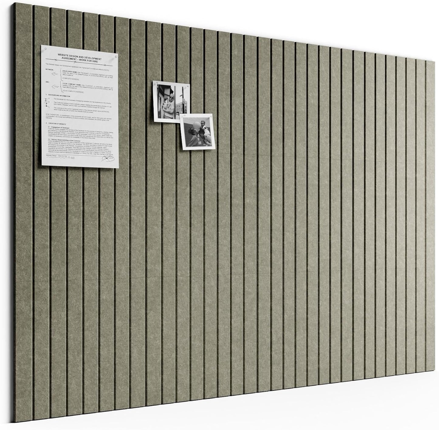 Large Felt Bulletin Board, 48" x 36" Cork Board Alternative, 12-Pack Fine Stripe Felt Wall Tiles with 30 Push Pins and 70 Adhesive Tabs, Ideal for Office, Home & Classroom, Earth Brown